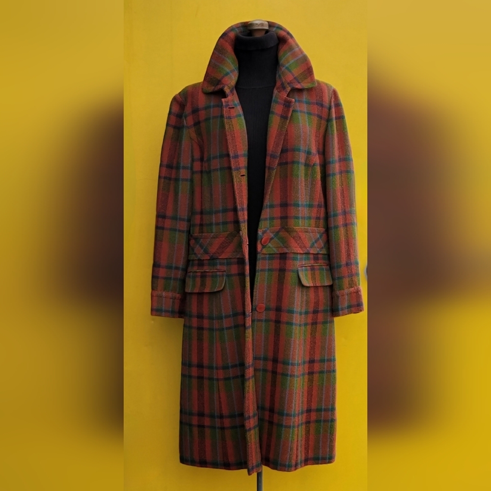 Halogen Unique Vintage Plaid Women's Long Coat XL - Picture 4 of 15